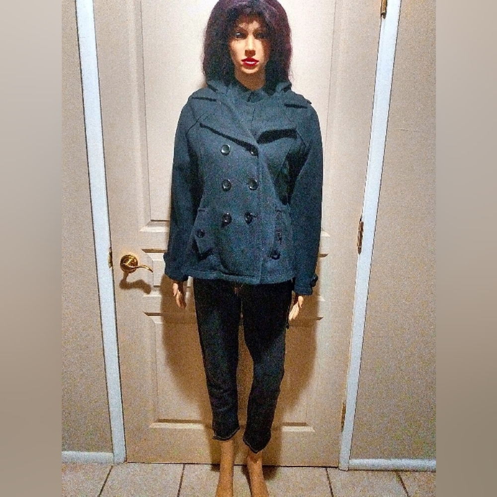 Vintage 90's Wool Peacoat with Hood.